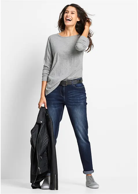 Jean boyfriend taille mi-haute, extensible, bonprix