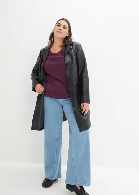 Jean droit taille mi-haute et élastiquée, bonprix