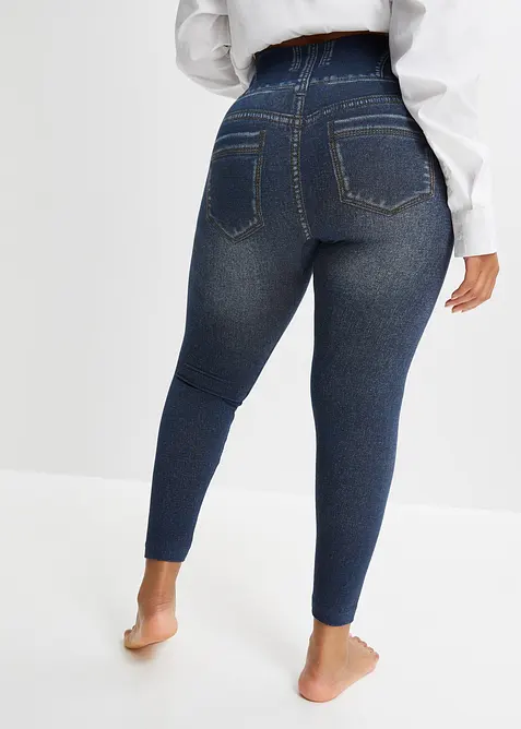 Legging sculptant sans coutures aspect jean, maintien fort, bonprix