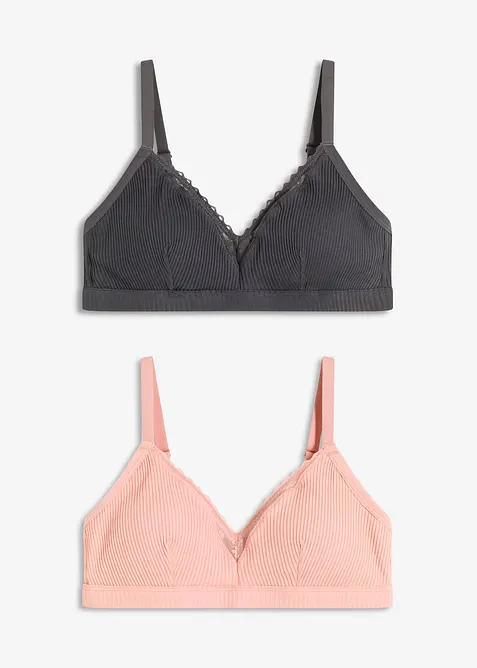 Gepolstertes Bralette ohne Bügel mit Bio-Baumwolle (2er Pack), bonprix