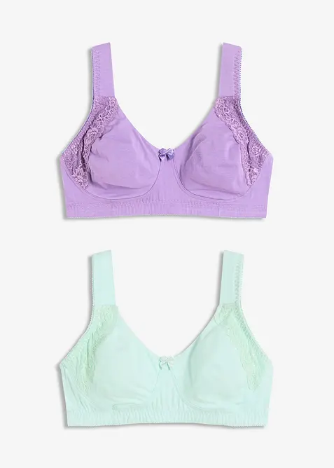 T-Shirt-BH ohne Bügel mit Baumwolle (2er Pack), bonprix