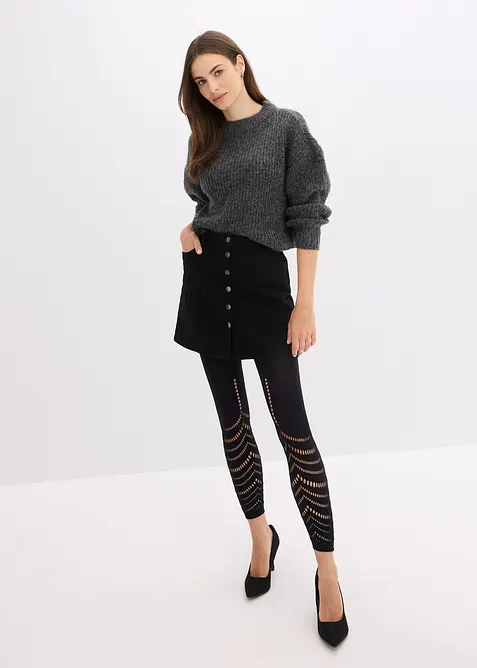 Legging avec bordures confort et broderie anglaise 80den, bonprix