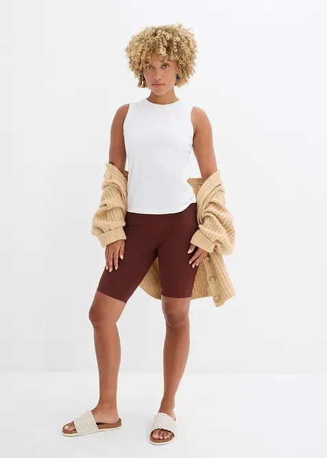 High-Waist-Radler aus Rippjersey, bonprix