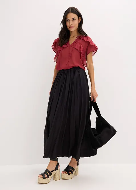 Jupe longue en matière froissée, bonprix