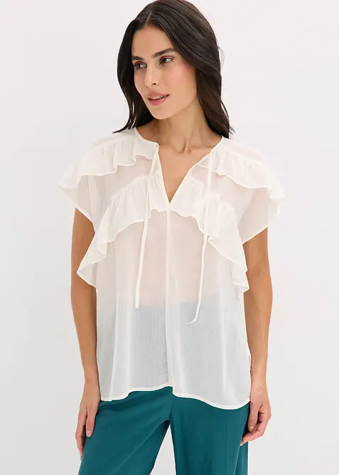 Blouse en crêpe à volants, bonprix