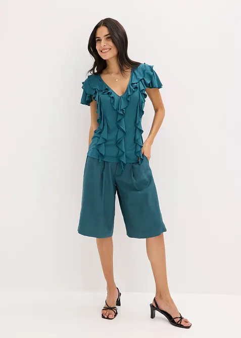Shirt mit Volants aus softem Modal-Mix, bonprix