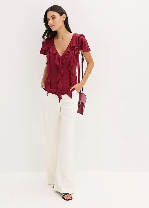 Shirt mit Volants aus softem Modal-Mix, bonprix