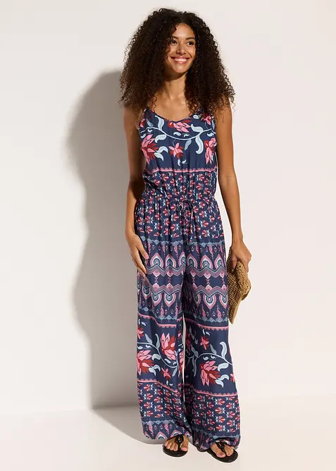 Langer Strandjumpsuit aus fließender Viskose, bonprix