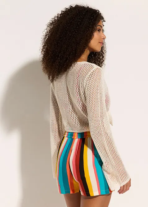 Transparente Strand Ajour-Strickjacke, bonprix