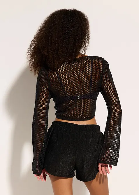 Transparente Strand Ajour-Strickjacke, bonprix