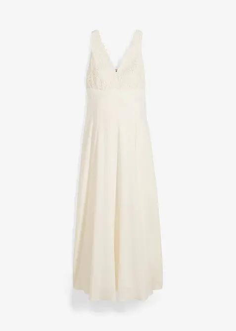 Robe de mariée de grossesse avec dentelle, satin et crêpe georgette, bonprix