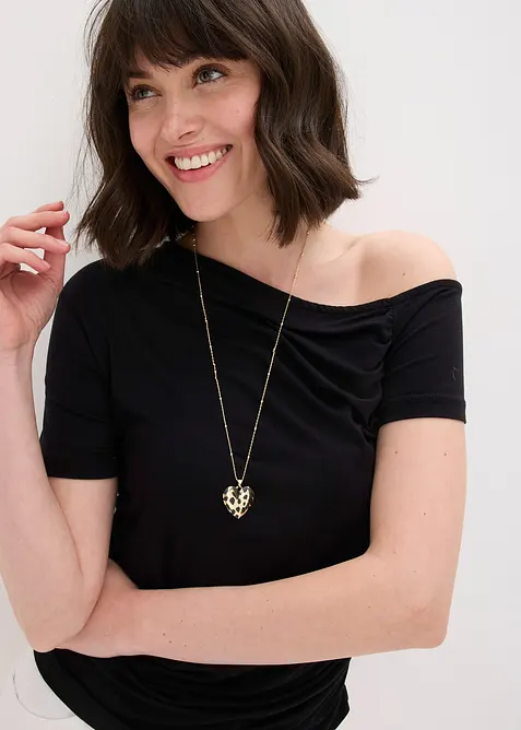 Kette mit Herzanh&auml;nger in Leo-Optik, bonprix