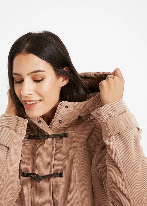 Gef&uuml;tterter Cord-Dufflecoat, bonprix
