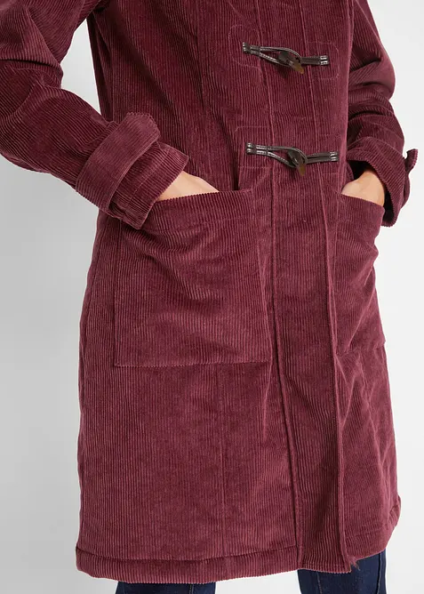 Gef&uuml;tterter Cord-Dufflecoat, bonprix