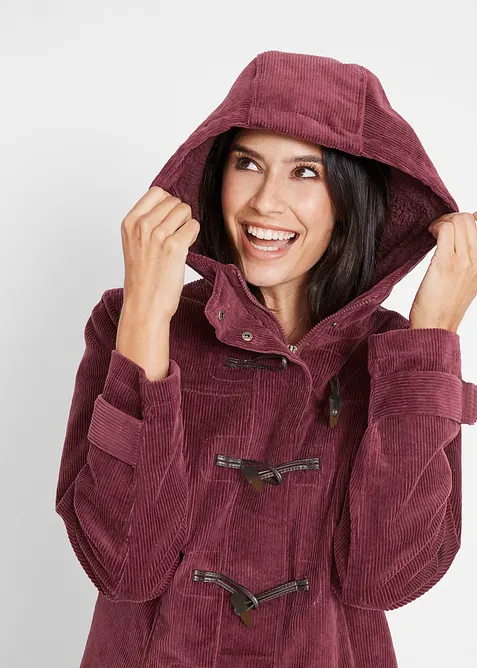 Gef&uuml;tterter Cord-Dufflecoat, bonprix