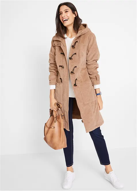 Gef&uuml;tterter Cord-Dufflecoat, bonprix