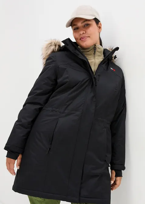 wasserdichter, warmer Funktions-Outdoor-Mantel mit Fellimitat, bonprix