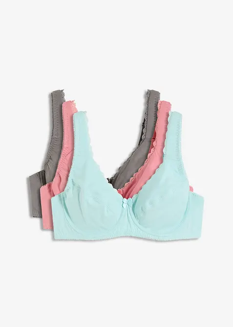 Lot de 3 soutiens-gorge coton à armatures, bonprix