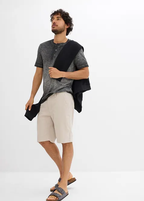Henleyshirt, Kurzarm aus reiner Bio-Baumwolle in gewaschener Optik, bonprix