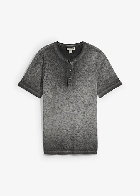 Henleyshirt, Kurzarm aus reiner Bio-Baumwolle in gewaschener Optik, bonprix