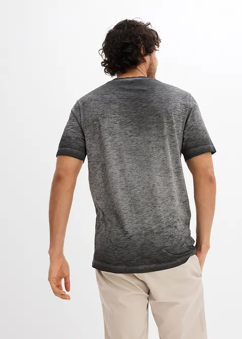 Henleyshirt, Kurzarm aus reiner Bio-Baumwolle in gewaschener Optik, bonprix