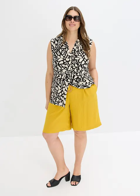 Chemisier froncé sans manches, col polo, bonprix