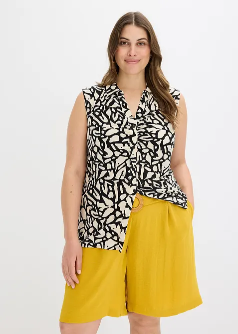 Chemisier froncé sans manches, col polo, bonprix