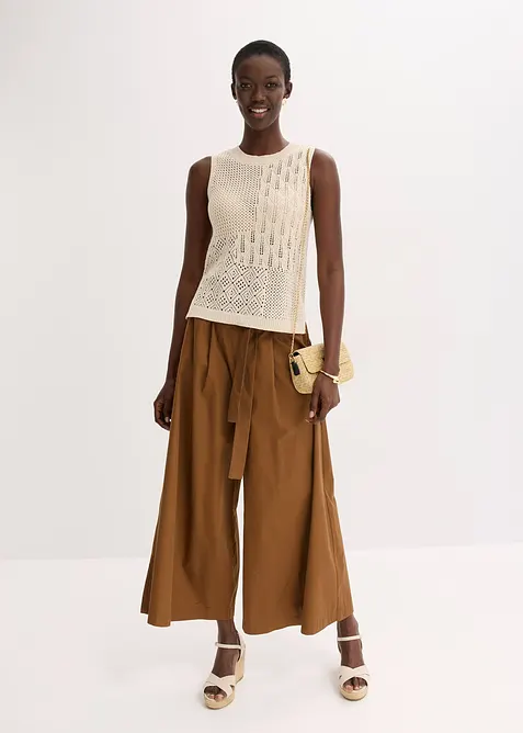 Top en maille ajour&eacute;e avec fibres m&eacute;tallis&eacute;es, bonprix