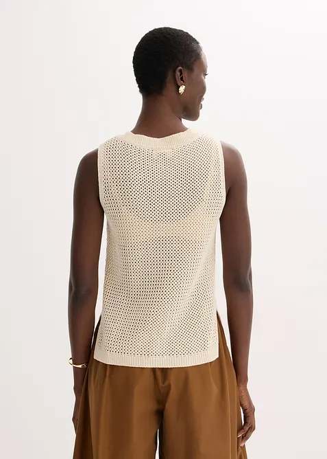 Top en maille ajour&eacute;e avec fibres m&eacute;tallis&eacute;es, bonprix