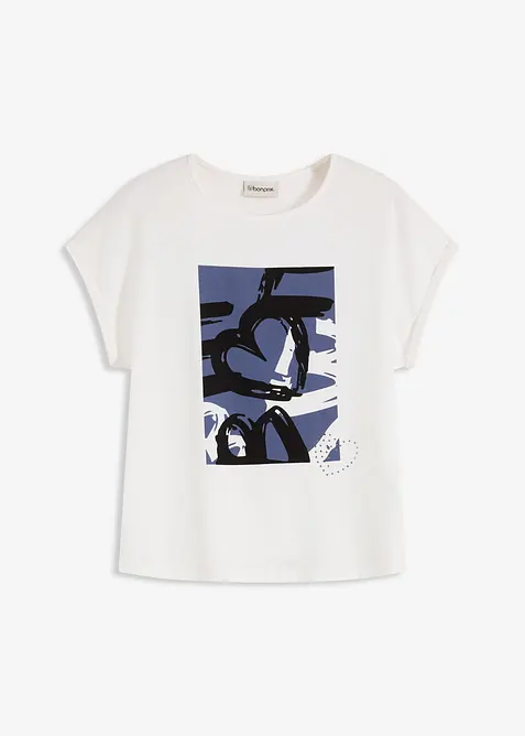 T-shirt en viscose mélangée à strass, bonprix