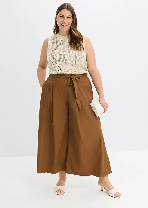 Hose aus Baumwoll-Popeline und G&uuml;rtel (2-tlg.Set), bonprix