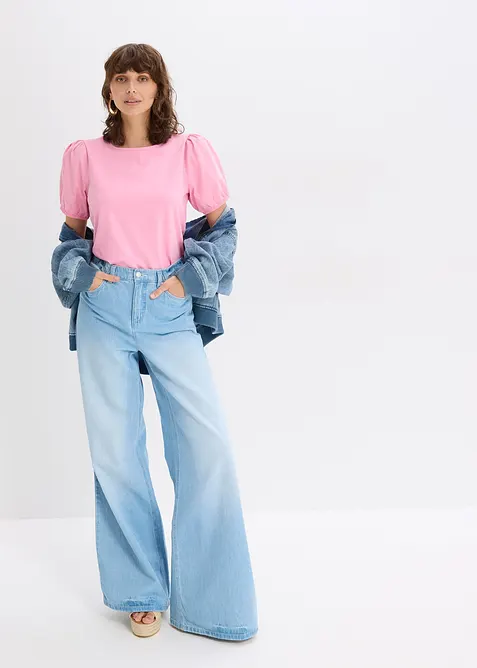 Jerseyshirt mit Ärmeln aus Baumwollpopeline, bonprix