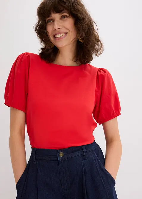 Jerseyshirt mit &Auml;rmeln aus Baumwollpopeline, bonprix