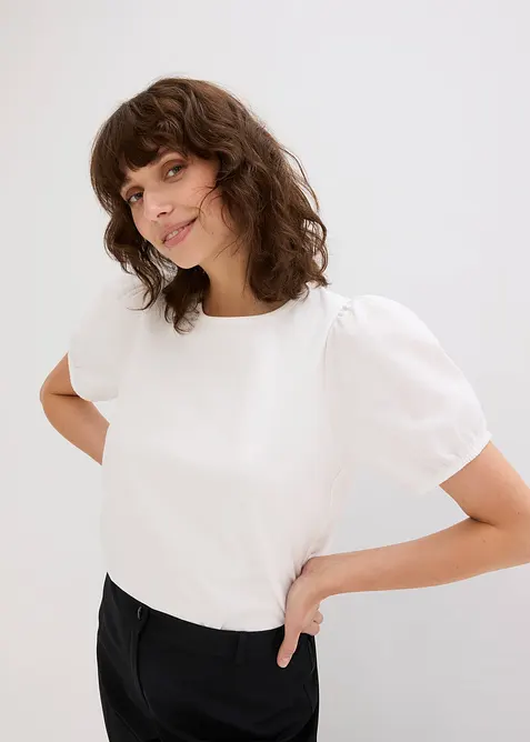 Jerseyshirt mit Ärmeln aus Baumwollpopeline, bonprix