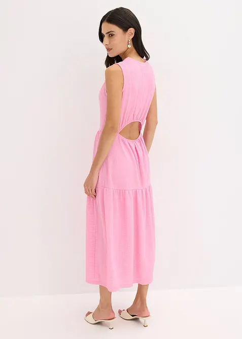 Robe midi en jersey texturé avec découpe dos, bonprix