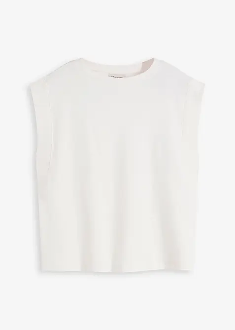 Top avec mancherons en bord-côte, bonprix