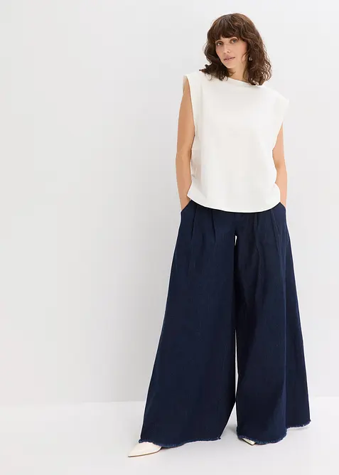 Top avec mancherons en bord-côte, bonprix