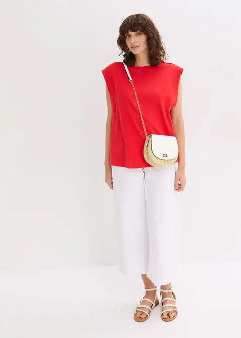 Top avec mancherons en bord-côte, bonprix