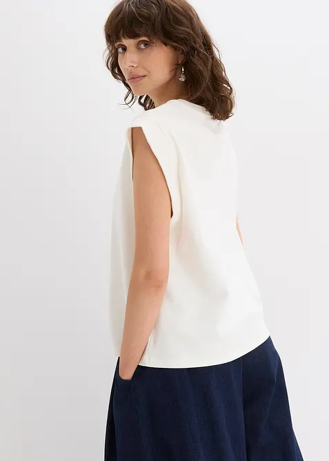 Top avec mancherons en bord-côte, bonprix