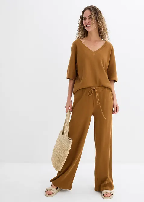 Strukturhose aus reiner Baumwolle, bonprix