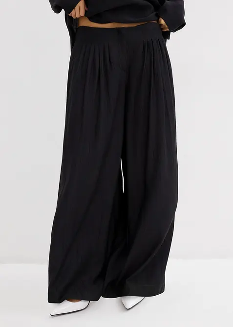 Pantalon palazzo en crépon de viscose mélangée, bonprix