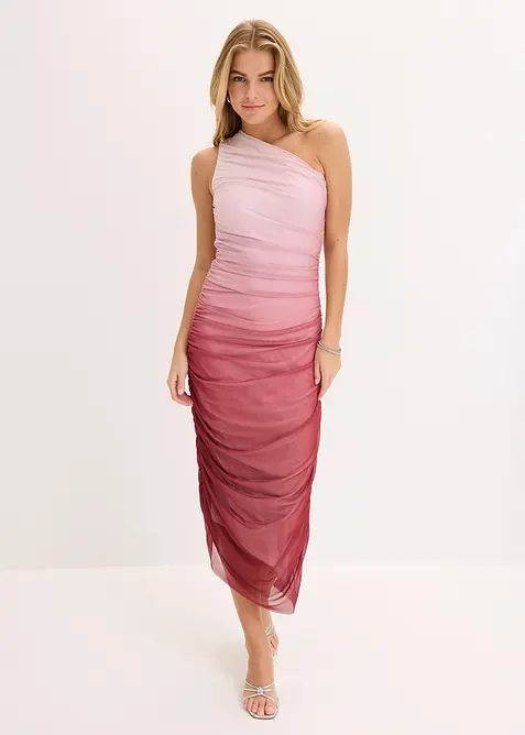 One-Shoulder-Kleid mit Mesheinsatz, bonprix