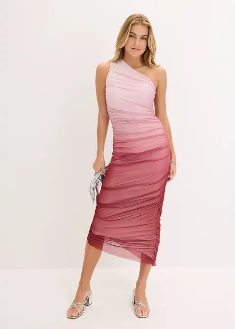 One-Shoulder-Kleid mit Mesheinsatz, bonprix