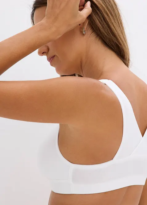 Lot de 2 soutiens-gorge coton sans armatures, fermeture devant, bonprix