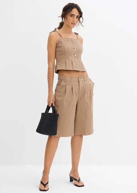 Top à fines bretelles en toile de coton extensible, bonprix