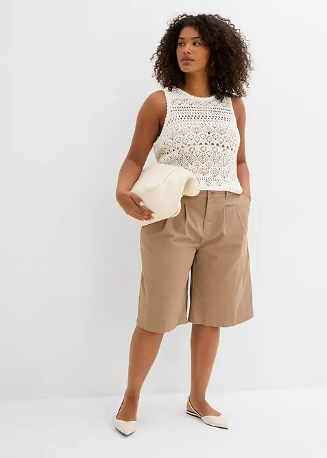 Bermuda long en toile de coton extensible, bonprix