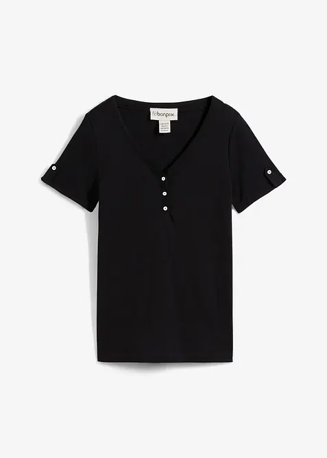 T-shirt col tunisien 100% coton, bonprix