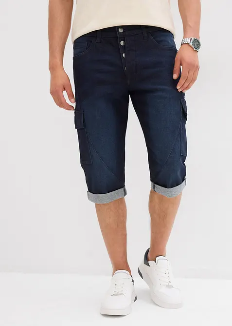 Bermuda cargo en jean extensible, regular, bonprix