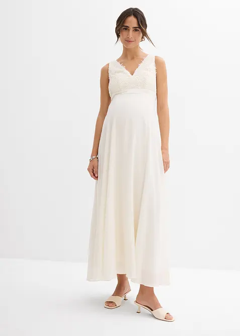 Robe de mariée de grossesse avec dentelle, satin et crêpe georgette, bonprix