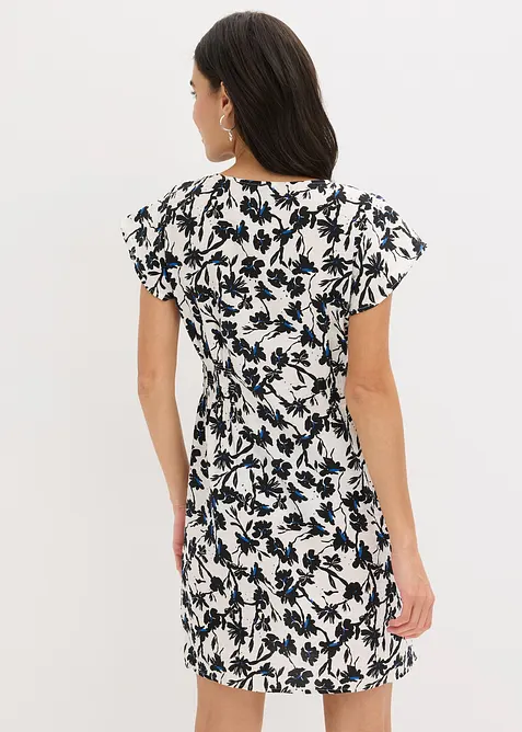 Kleid mit Flügelärmeln aus strukturiertem Material, bonprix